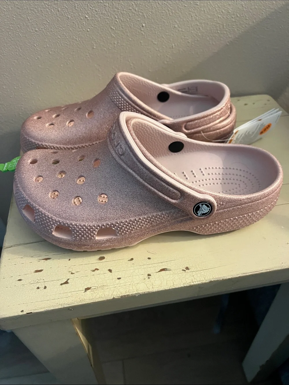 CROCS Kids' Glittery Rose Pink Clog
